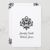 Uitnodiging tot bruiloft tussen zwart en wit (Voorkant / Achterkant)