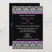 Uitnodiging tot bruiloft tussen zwart en wit (Voorkant / Achterkant)