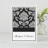 Uitnodiging tot bruiloft tussen zwart en wit (Staand voorkant)