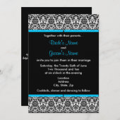 Uitnodiging tot bruiloft tussen zwart en wit (Voorkant / Achterkant)