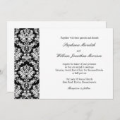 Uitnodiging tot bruiloft tussen zwart en wit (Voorkant / Achterkant)