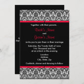 Uitnodiging tot bruiloft tussen zwart en wit (Voorkant / Achterkant)