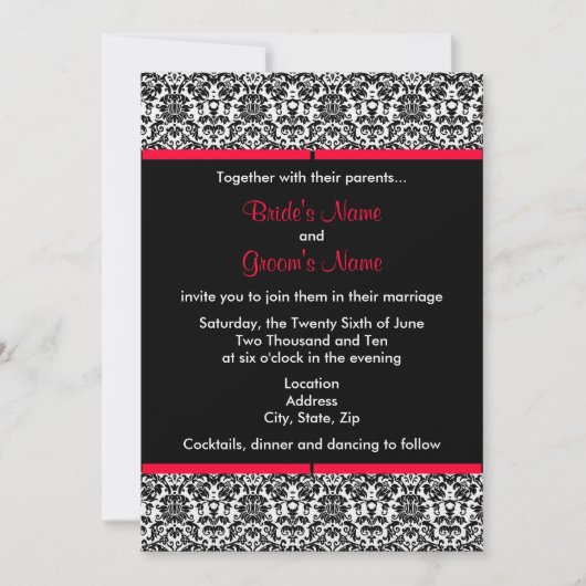 Uitnodiging tot bruiloft tussen zwart en wit (Voorkant)