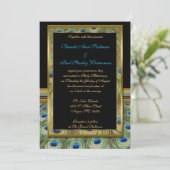 Uitnodiging tot bruiloft tussen zwarte en gouden p (Staand voorkant)