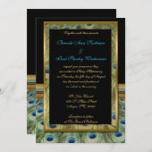 Uitnodiging tot bruiloft tussen zwarte en gouden p (Voorkant / Achterkant)