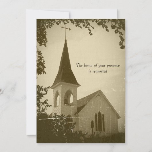 Uitnodiging tot bruiloft van historische kerkmakre (Achterkant)