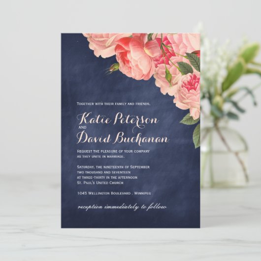 Uitnodiging tot bruiloft van marinekaarten (Staand voorkant)