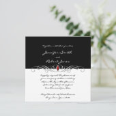 Uitnodiging tot bruiloft via een zwart-wit en ruby (Staand voorkant)