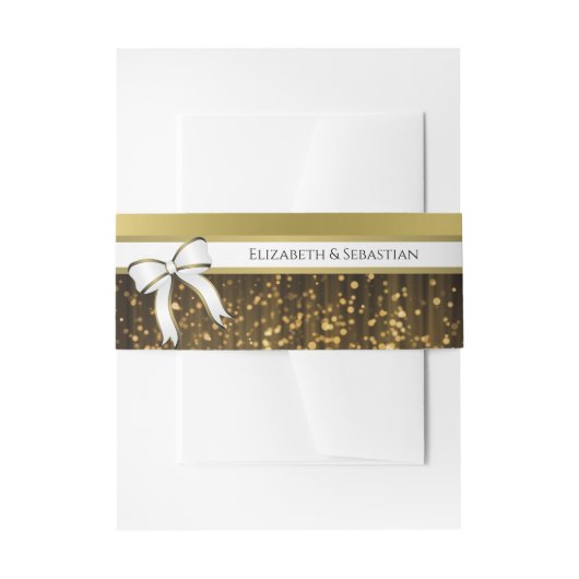 Uitnodiging tot bruiloft via witte en gouden ribbo uitnodigingen wikkel (Voorkant Voorbeeld)