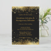 Uitnodiging tot bruiloft voor zwarte en goudsneeuw (Staand voorkant)