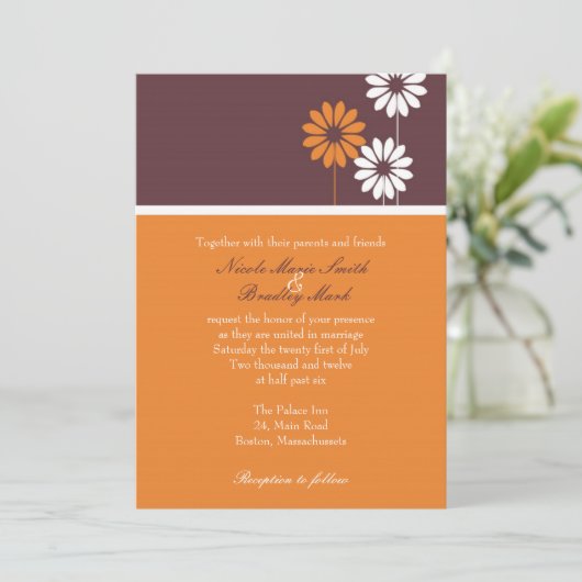 Uitnodiging tot bruin en Oranje huwelijk (Staand voorkant)