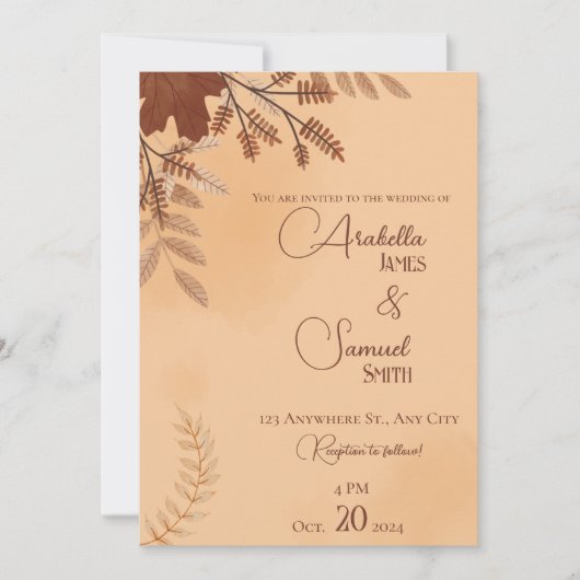 Uitnodiging tot bruin-minimalistisch huwelijk (Voorkant)