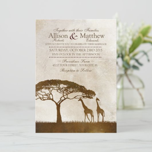 Uitnodiging tot bruine en ivoorse Giraffe (Staand voorkant)