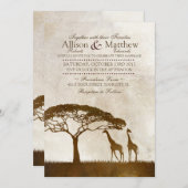 Uitnodiging tot bruine en ivoorse Giraffe (Voorkant / Achterkant)