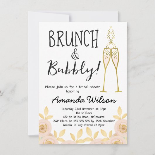 Uitnodiging tot brunch en bubbelbal (Voorkant)