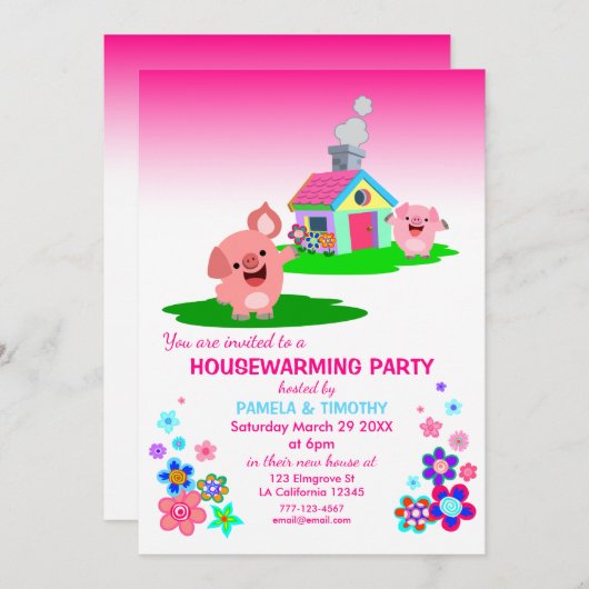 Uitnodiging tot Cartoon van de partij die de strij (Voorkant / Achterkant)