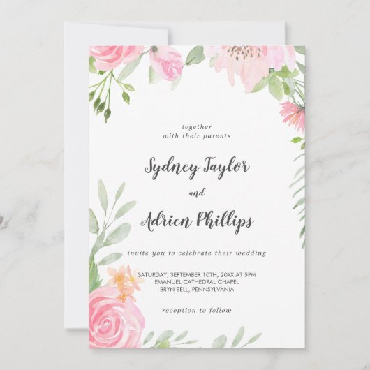 Uitnodiging tot Casual bruiloft van Spring Peony (Voorkant)