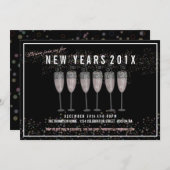 Uitnodiging tot Champagne-feestdag in nieuwjaarsfe (Voorkant / Achterkant)