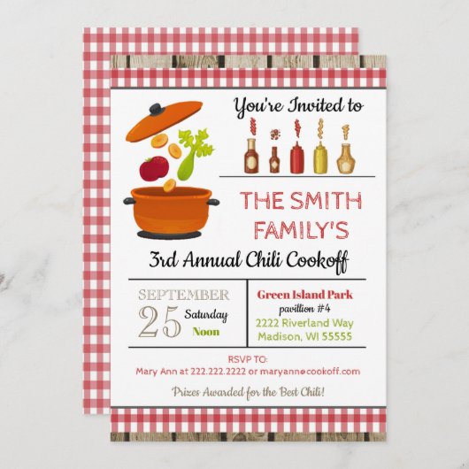 Uitnodiging tot Chili Cookoff (Voorkant / Achterkant)