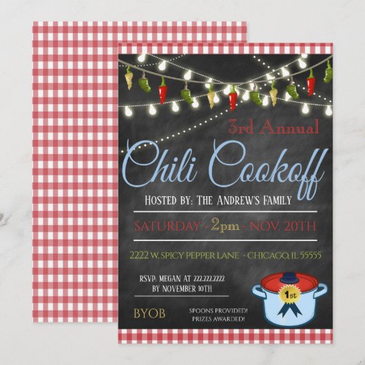 Uitnodiging tot Chili Cookoff (Voorkant / Achterkant)