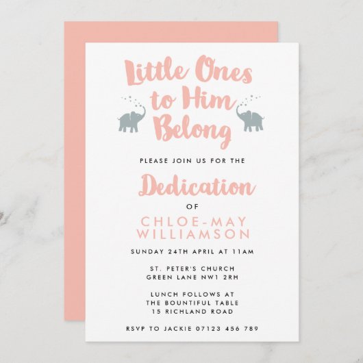 Uitnodiging tot Christelijke toewijzing van elepha (Voorkant / Achterkant)