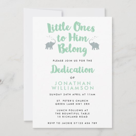 Uitnodiging tot Christelijke toewijzing van elepha (Voorkant)