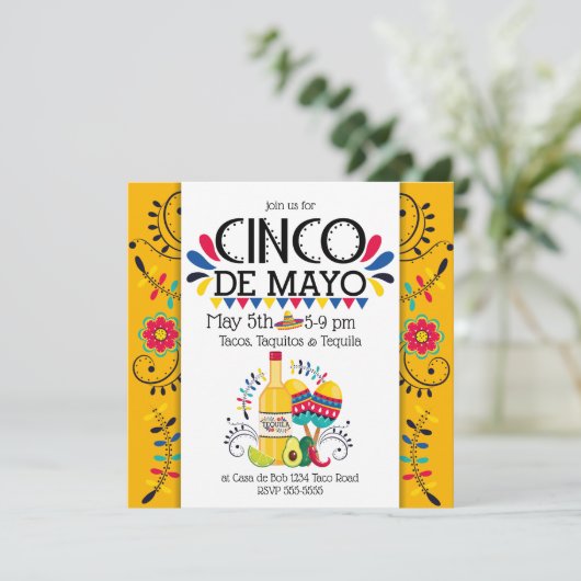 Uitnodiging tot Cinco de Mayo Tequila Folk (Staand voorkant)
