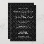 Uitnodiging tot classic Black Pattern Wedding (Voorkant / Achterkant)