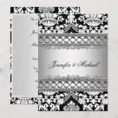 Uitnodiging tot Classic Damask Wedding Party (Voorkant / Achterkant)