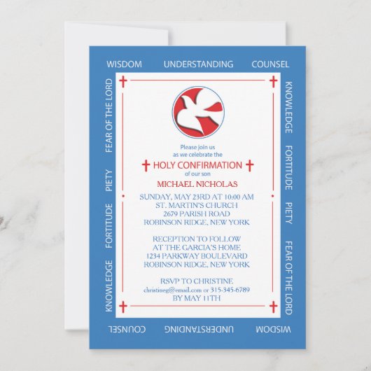 Uitnodiging tot Confirmatie Geest Geschenken Rand  (Voorkant)