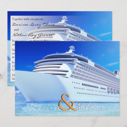 Uitnodiging tot cruise Ship Wedding (Voorkant / Achterkant)
