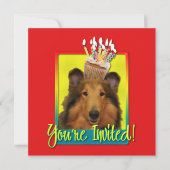 Uitnodiging tot cupcake - Collie - Natalie (Voorkant)