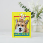 Uitnodiging tot cupcake - Corgi - Owen (Staand voorkant)