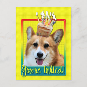 Uitnodiging tot cupcake - Corgi - Owen Briefkaart