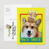 Uitnodiging tot cupcake - Corgi - Owen Briefkaart (Voorkant / Achterkant)