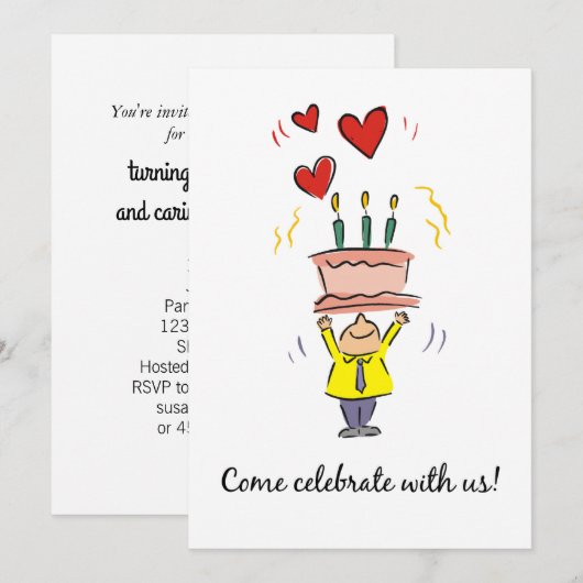 Uitnodiging tot de 90e verjaardag van de Cake (Voorkant / Achterkant)