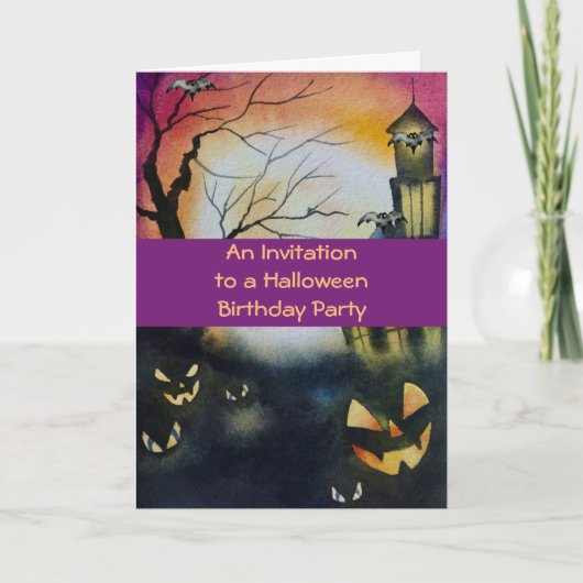 Uitnodiging tot de Halloween Birthday Party voor k (Voorkant)