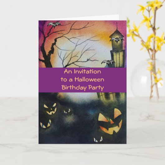 Uitnodiging tot de Halloween Birthday Party voor k (Gele Bloem)