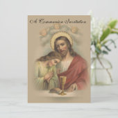 Uitnodiging tot de katholieke Eerste Heilige Commu (Staand voorkant)