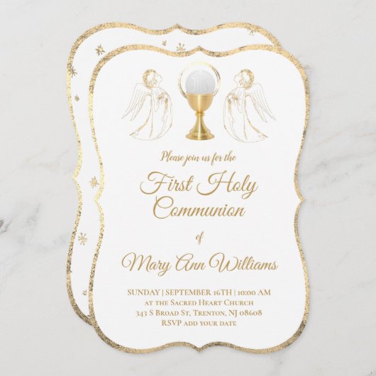 Uitnodiging tot de katholieke engelen van de eerst (Voorkant / Achterkant)