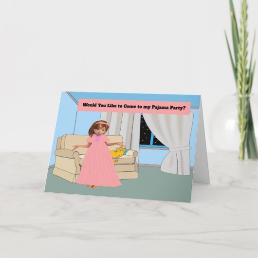 Uitnodiging tot de Kinder Pajama-partij voor meisj (Voorkant)