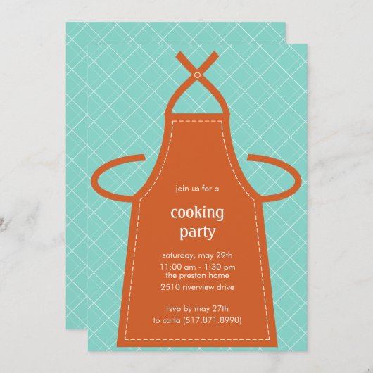 Uitnodiging tot de loffelijke Apron-zomerpartij (Voorkant / Achterkant)