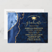 Uitnodiging tot de "Modern Gold Navy Blue Graduati (Voorkant / Achterkant)