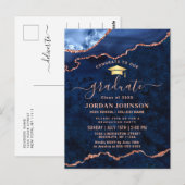 Uitnodiging tot de "Modern Gold Navy Blue Graduati (Voorkant / Achterkant)