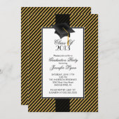 Uitnodiging tot de moderne Gold Stripe Gradupe Par (Voorkant / Achterkant)
