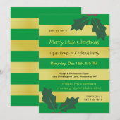 Uitnodiging tot de moderne Groene Gouden Stripes P (Voorkant / Achterkant)