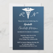 Uitnodiging tot de moderne Navy Blue Nurse Graduat (Voorkant)