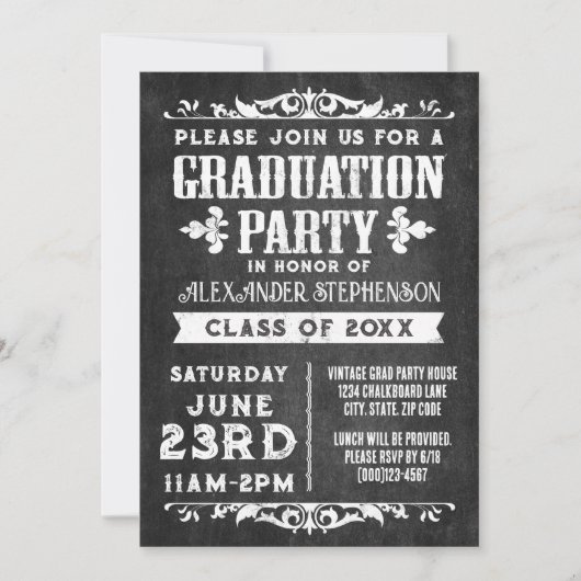 Uitnodiging tot de "Rustic Slate Graduation Party" (Voorkant)