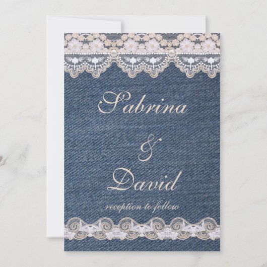Uitnodiging tot Denim en Lace Wedding (Achterkant)