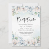 uitnodiging tot doop | blauwe winterbloemen (Voorkant)